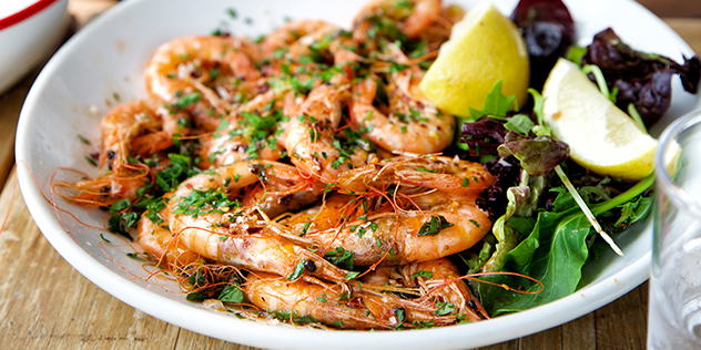 A plate of fresh prawns at Fisherman's Wharf, Woy Woy