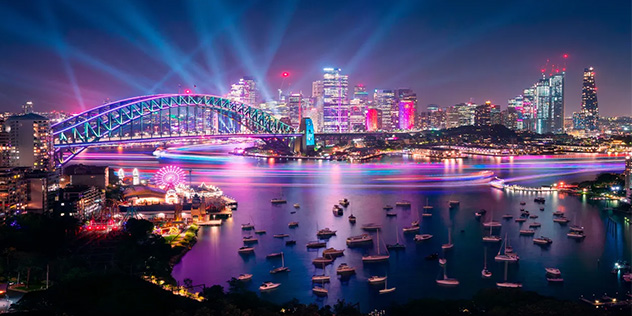 Vivid lights on the harbour